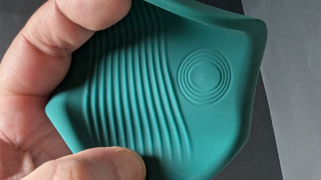 Close-up of the Gush 2 inner surface: ribbed silicone around a ringed central vibration pad