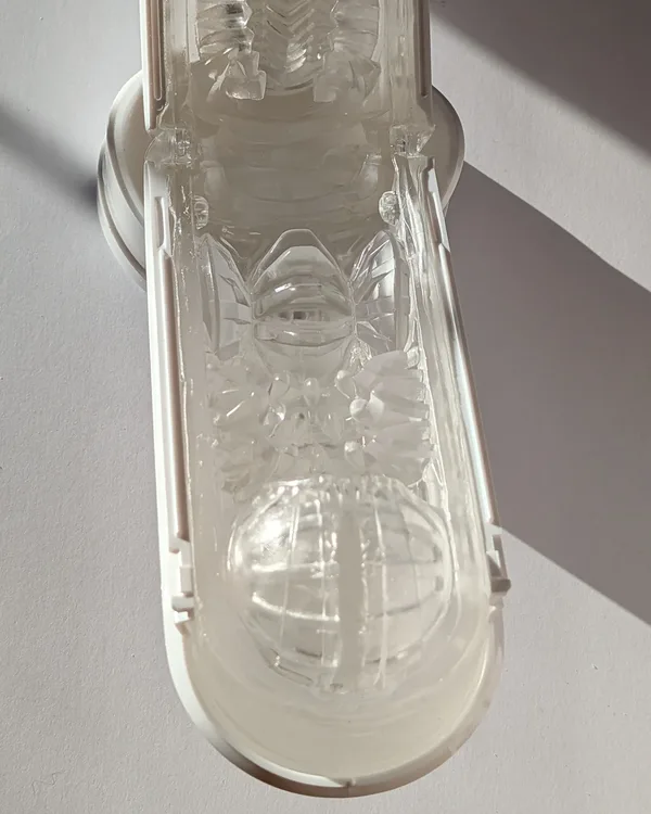Tenga Flip Zero opened flat, showing the clear sleeve texture and the ball at the end